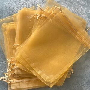 Sheer Organza Drawstring Bags - Golden Yellow Set